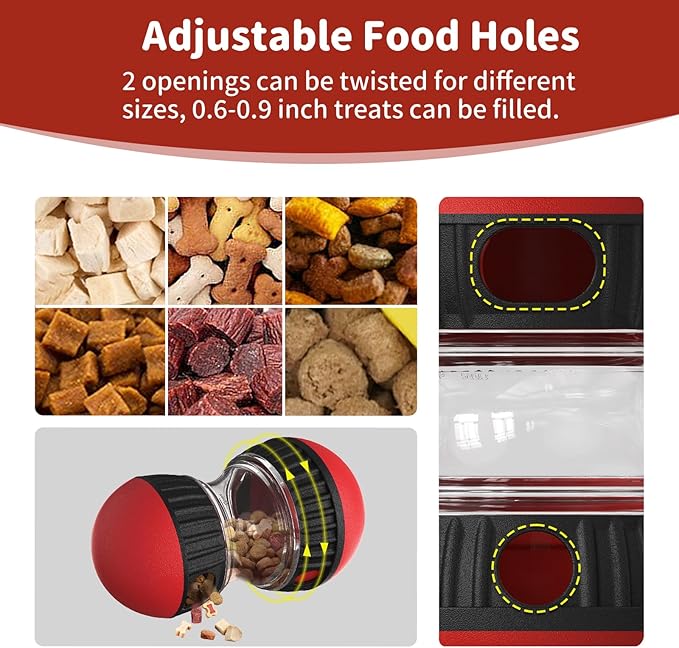 Interactive Dog Treat Puzzle Toys, Treat Dispensing Dog Enrichment Toys to Keep Them Busy, Adjustable Puppy Puzzle Feeder for Smart Dogs, Cognitive Toy for Small Medium Large Breed, Red