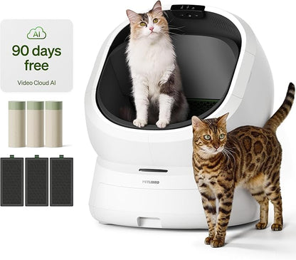 PETLIBRO Automatic Litter Box with AI-Camera Waste Analysis & 90-Day AI Trial, Open-Top Self Cleaning Litter Box for Large Cats with Multi-Cats Recognition, Weight & Usage Tracking, Auto Odor-Control