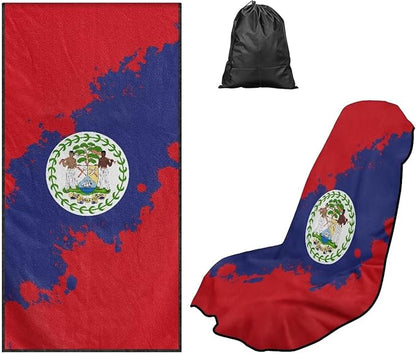SEANATIVE Flag of Belize Seat Cover Universal Car Sport Towel Seat Cushion Sweat-Absorbent Towel Cloth Suitable for All Seasons Beach Seat Cover Washable
