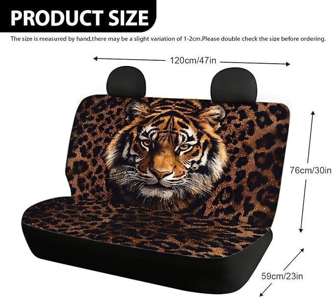 AFPANQZ Tiger Car Rear Bench Protective Car Seat Cover Back Seat Only for Car Truck SUVs Polyester Fabric Car Backseat Cover with Universal Fit Full Wrap Dust-Proof