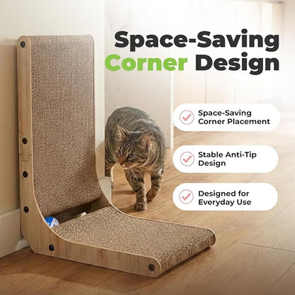 Best Pet Supplies Catify Cat Scratcher, Fun Interactive Scratchers, Posts, Poles, Claw Safe, Furniture Saver Indoor Play Support Natural Cat Behaviors Heavy Duty - L-Shape Scratcher, 16.5 x 11.4