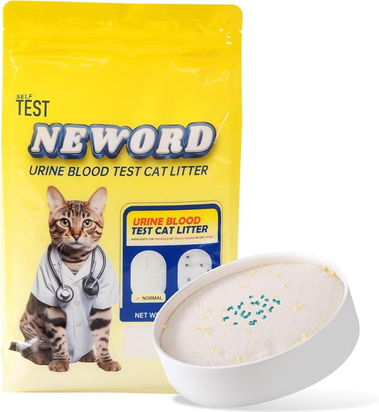 NEWORD Health Monitoring Crystal Cat Litter Test - Color-Changing Silica Gel Litter for Hematuria & Cat Urine Irregularities Detection, Non-Clumping Litter (8 LB Bag)