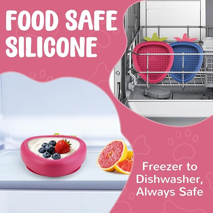 Freeze Dog Lick Bowl, Animire Non-Slip Slow Feeder Lick Mat for Dogs, Silicone Dog Enrichment Bowl for Distraction Anxiety Relief Boredom, BPA Free, Dishwasher Safe(Rose,L)