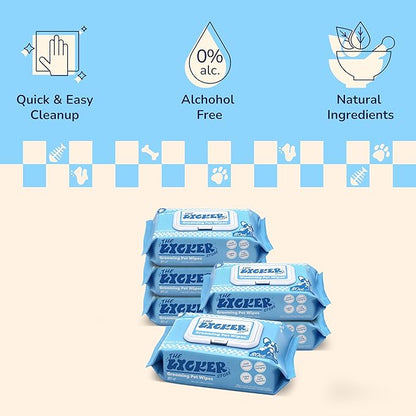 PWP1000A-6SET Dog Grooming and Body Wipes, Hypoallergenic Pet Wipes with Aloe Vera, Chamomile & Coconut Oil, Cleaning & Deodorizing for Paws and Body, 480 Count