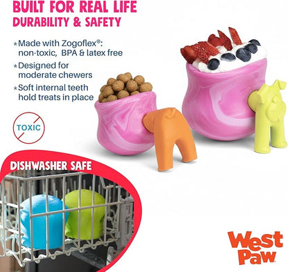 WEST PAW Zogoflex Toppl Interactive Treat Dispensing Puzzle Dog Toy for Mental Stimulation & Enrichment-Holds Kibble & Treats-Lickable, Freezable & Dishwasher Safe-Made in USA-Small-Candy Swirl