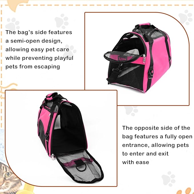 6 Pcs Cat Carrier 16.9 x 9.6 x 8.3 Inch Portable Soft-Sided Pet Carrying Bag Comfortable Foldable Bag for Small Pet Travel Under 6.6 Lbs Cat (6 Colors)