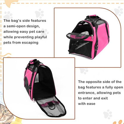 6 Pcs Cat Carrier 16.9 x 9.6 x 8.3 Inch Portable Soft-Sided Pet Carrying Bag Comfortable Foldable Bag for Small Pet Travel Under 6.6 Lbs Cat (6 Colors)