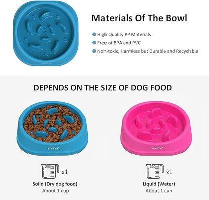 2PCS Anti-Choking Slow Feeder Dog Bowls Small Size Dog, Slow Feeder Cat Bowl, Supplies and Puzzle for Pet