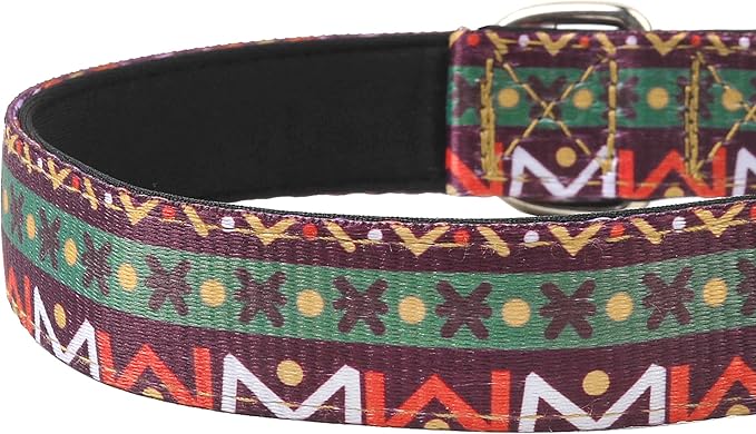 Reflective Dog Collar, Adjustable Soft Neoprene Padded Nylon Pet Collars with Buckle for Puppy and Small Dogs, Cats, Retro Geometric Flowers,S