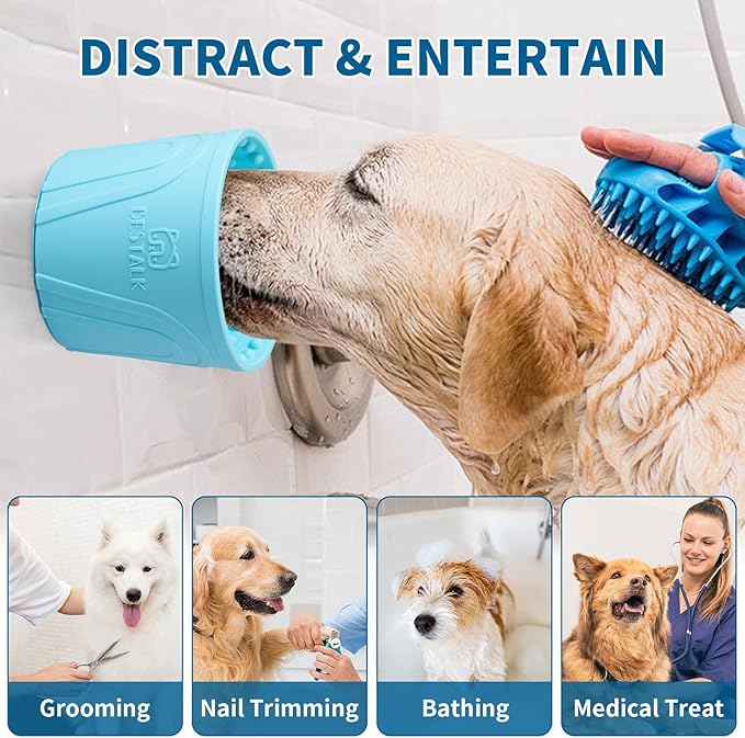 Dog Lick Bowl, Bestalk Anxiety Relief Slow Feeder Dog Lick Mat Treat Dispenser, Non-Slip Licking Bowl Enrichment Toys for Small Medium and Large Breed Dogs, BPA Free Silicone(Teal,M-L)