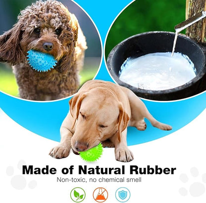 Puppy Toy 2.5” Squeaky Dog Balls Toys and Spikey Dog Ball for Aggressive Chewers for Small Dogs Dog Balls for Clean Teeth and Training （6 Pack
