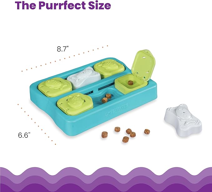 Catstages Kitty Cube Interactive Treat Puzzle Cat Toy, Blue