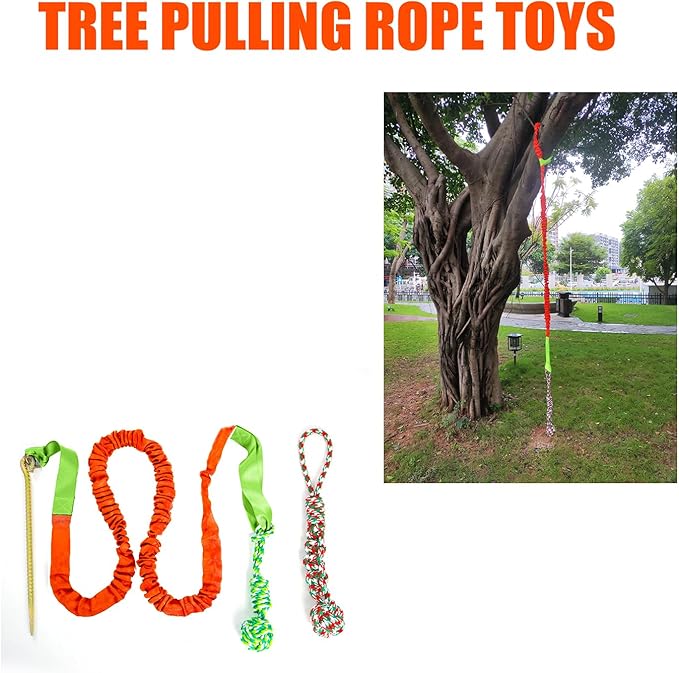 Outdoor Dog Toy with Stake,Interactive Dog Toy for Aggressive Chewer, Tug of War Toy Ball for Large Breed (Orange)