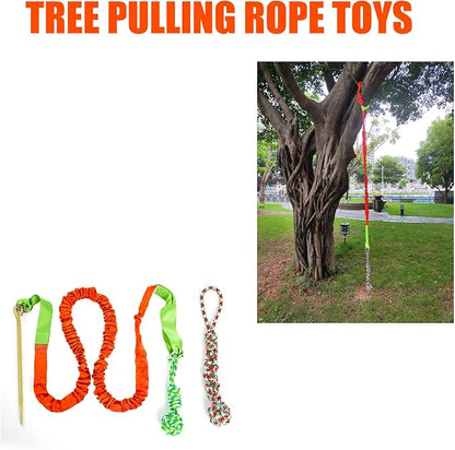 Outdoor Dog Toy with Stake,Interactive Dog Toy for Aggressive Chewer, Tug of War Toy Ball for Large Breed (Orange)