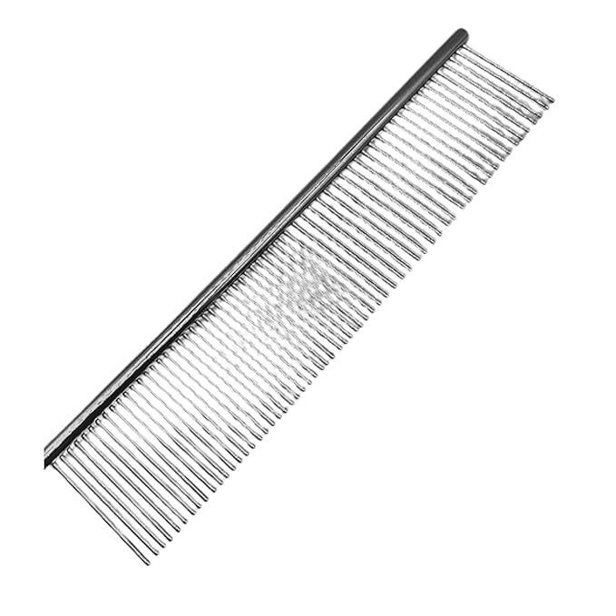 Metal Comb for Dogs & Cats, Professional Pet Grooming Comb Removing Tangles, Mats Loose Hair, Stainless Steel Grooming Tool for Dogs, Cats, Puppies Kittens, Safe Comfortable Pet Brush Alternative