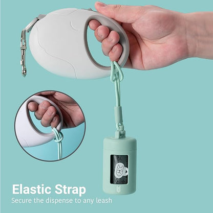 Retractable Dog Waste Bag Dispenser and Bag Holder Kit, Dog Poop Bag Dispenser, Retractable Waste Bag Dispenser, Lightweight Poop Bag Holder, Stretchy Strap Fits Any Dog Leash (Green)