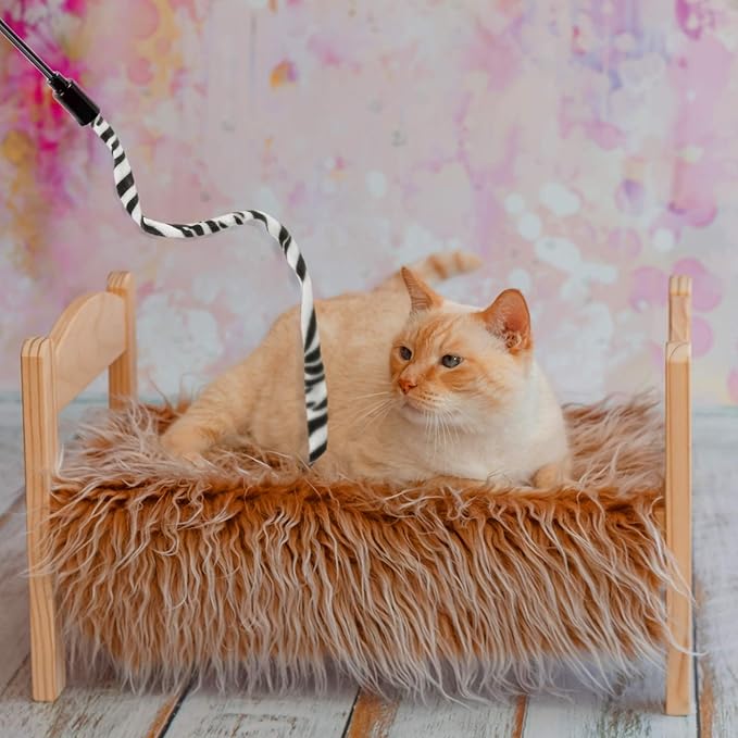 Sumind 3 Pieces Jungle Cat Wand Cat Teaser Charmer Interactive Fun Toys Wand Kitten Kitty Playing Toy, 3 Styles(Classic Color)
