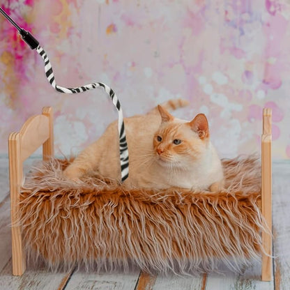 Sumind 3 Pieces Jungle Cat Wand Cat Teaser Charmer Interactive Fun Toys Wand Kitten Kitty Playing Toy, 3 Styles(Classic Color)