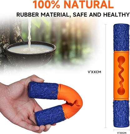 Stick Interactive Dog Toy 9” in Outdoor Dog Toy for Aggressive Chewers Tough Natural Rubber Chew Toys (Blue&Red)