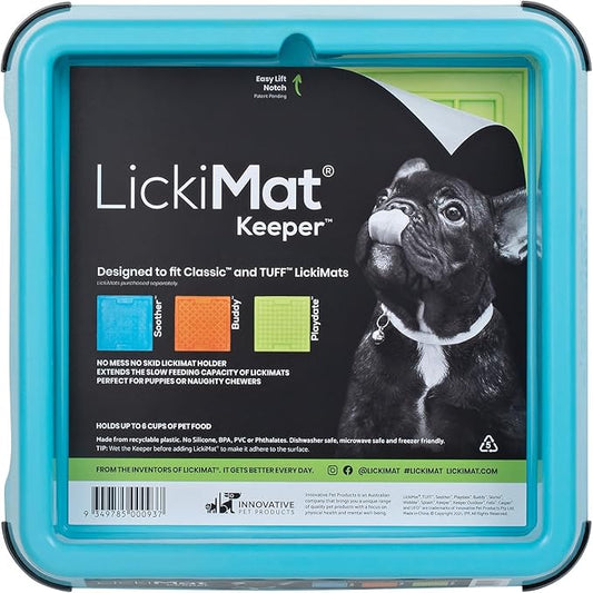 LICKIMAT Indoor Keeper Dog Feeding Station - Slow Feeder Lick Mat Keeper for Dogs Food, Treats, Yoghurt & Peanut Butter - Extend Licky Mats for Dogs into Full Feeder, Turquoise