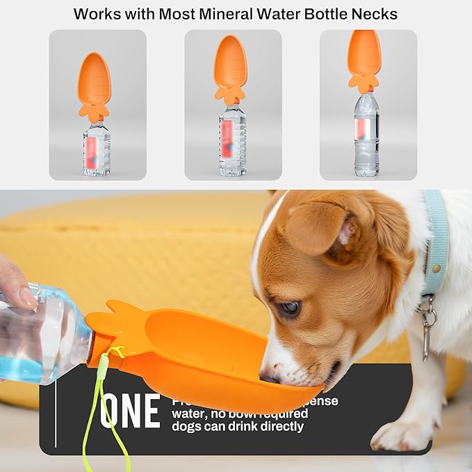 Li & Zhao Portable Dog Water Bottle Dispenser - Leak Proof Portable Water Bowl for Dog Foldable Carrot Water Bowl Travel Silicone Pet Dispenser for Puppy Cats Pets Outdoor Walking, Hiking, Travel