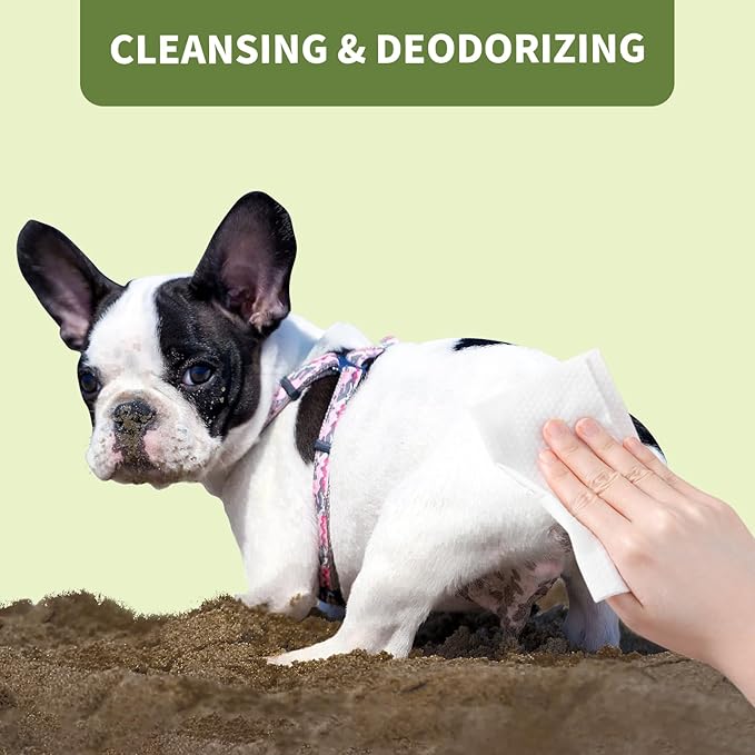 400 Unscented Pet Wipes for Paws and Butt Plant Based Hypoallergenic Pets Cleansing & Deodorizing Anal Gland Hygienic Puppy Wipes for Dogs