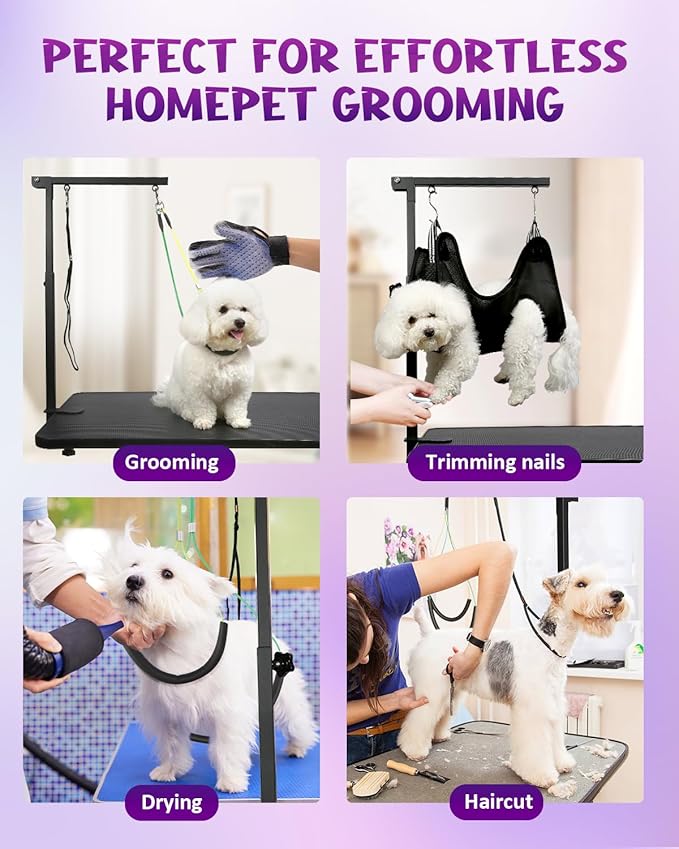 Breeze Touch Dog Grooming Arm - 32" Dog Grooming Table Arm with Clamp and Post, Loop Noose, No Sit Haunch Holder Grooming Restraint for Small & Medium Dogs