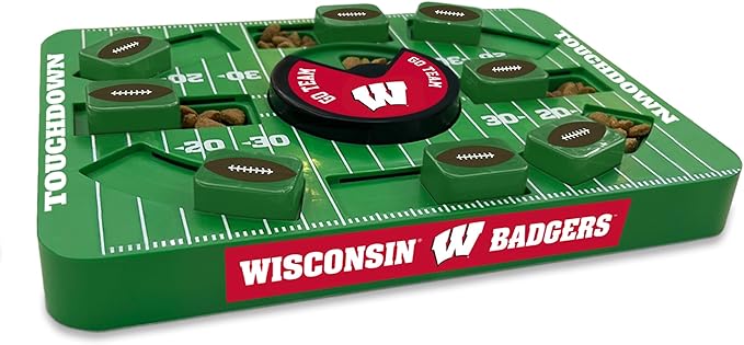 Pets First NCAA Wisconsin Large Puzzle Toy - Interactive Dog Treat & Slow Feeding Toy