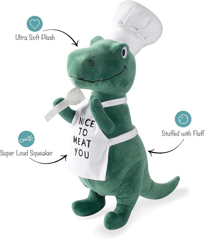 Fringe Studio Plush Pet Toy with Squeaker, King of The Grill (289624), Multicolor Large