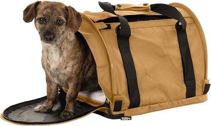 SturdiBag Pro 3.0 Pet Travel Carrier for Cats and Dogs – Soft-Sided with Safety Clips and Seatbelt Straps for Airplane or Car Travel | Medium, Earthy Tan
