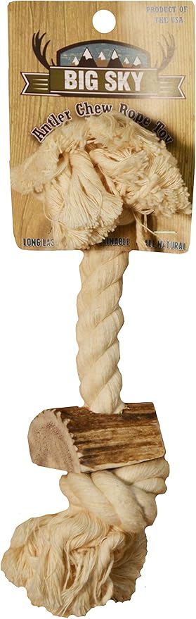 Scott Pet Ab02W 1 Piece Rope Toy With Antler, Medium/3/4" X 12", White