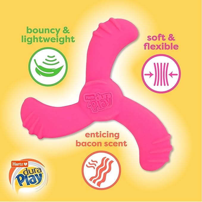 Hartz DuraPlay Bacon Scented Dog Toys, Medium/Large ( Colors may vary ) All Breed Sizes