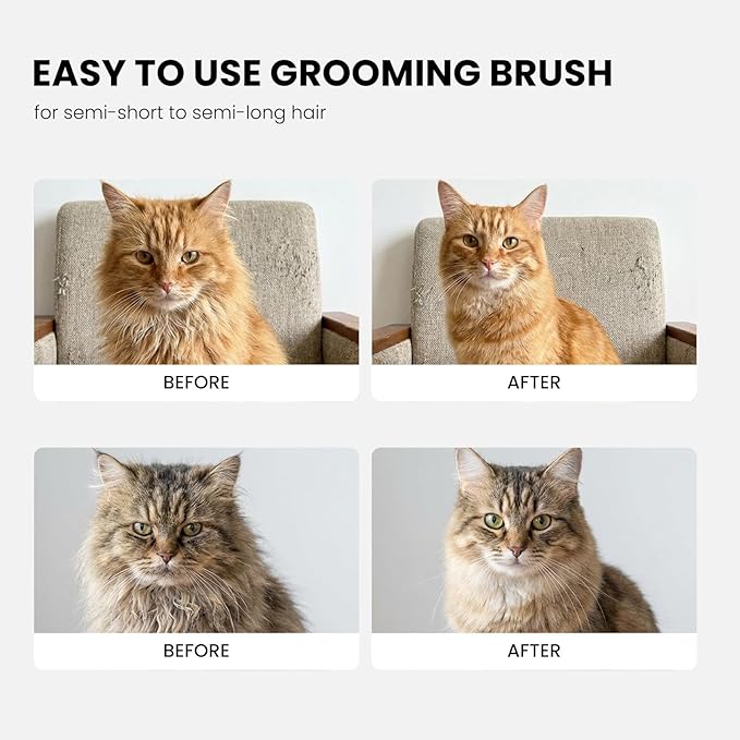 Pet Grooming Brush for Cats & Dogs with One-Click Self Cleaning, Effective Deshedding Tool for Long & Short Haired Pets, Easy to Clean