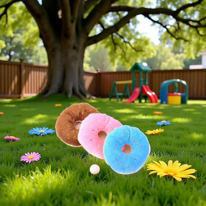3 Pcs Colorful Donut-Shape Squeaky Squeaker Puppy Dog Pet Cat Kitten Sound Chews Toy Sturdy and Practical Simple and Sophisticated Design, Pet Dog Squeak Toys to Keep Dogs Busy