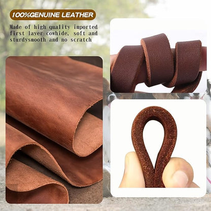 Leather Dog Leash 6ft x 3/4 inch,Strong Heavy Duty Genuine Leather Braided Dog Training Leash, Soft and Comfortable Leather Leash for Large Dogs, Medium Small Dogs (Brown, 6FT*3/4in)
