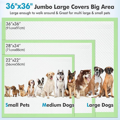 Gimars Upgrade XXXXL 36x36 Dog Pee Pads Extra Large Thicken 6 Layers Extra Absorbent Pee Pads for Dogs, Leakproof Dog Training Wee Wee Pads Quick Dry - 150 Counts