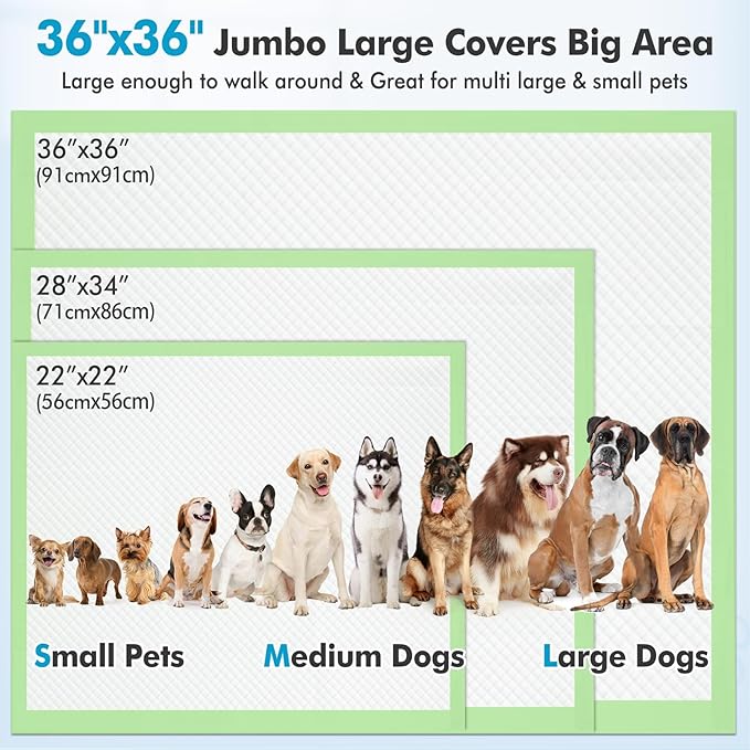 Gimars XXXXL 36"x36" Thicken Heavy Absorbency Dog Pee Pads Extra Large- Jumbo Disposable Polymer Quick Dry No Leaking Pee Pads for Dogs, Cats, Rabbits Pets 100 Counts