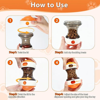 Dog Puzzle Toy - Adjustable Treat Dispensing Ball Food Dispenser Slow Feeder, Puppy Enrichment Training Toy, Pet Interactive Chase Toy for Small Medium Dogs to Keep Them Busy and Relieve Boredom