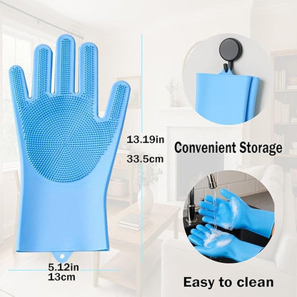 Pet Grooming Gloves Bite-Resistant Pet Bathing Gloves with Anti-Slip Particles, Wet and Dry Use, Safe for All Ages. Great as Dog Brush Glove and Cat Gloves for Grooming