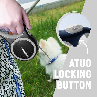 26 FT Retractable Dog Leash with No Tangle, Heavy Duty Great Leash for Dog up to 110lbs, One-Handed Brake, with Non-Slip Handle, Strong Nylon Tape for Small, Medium and Large Dogs