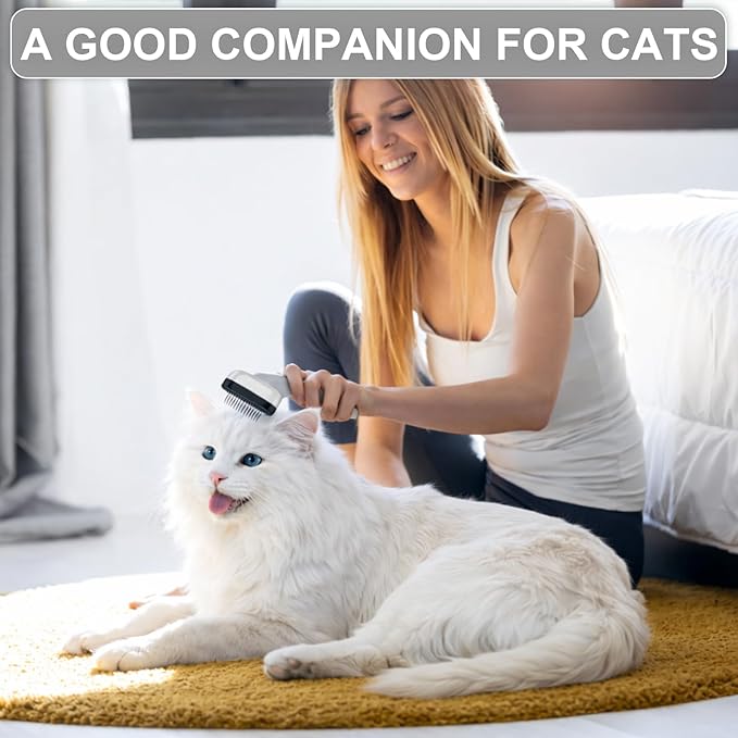 Cat Brushes for Indoor Cats,Skin Friendly Cat Brush for Shedding & Grooming Brush for Long or Short Haired Cats, Easy Clean Retractable Bristles, Grey