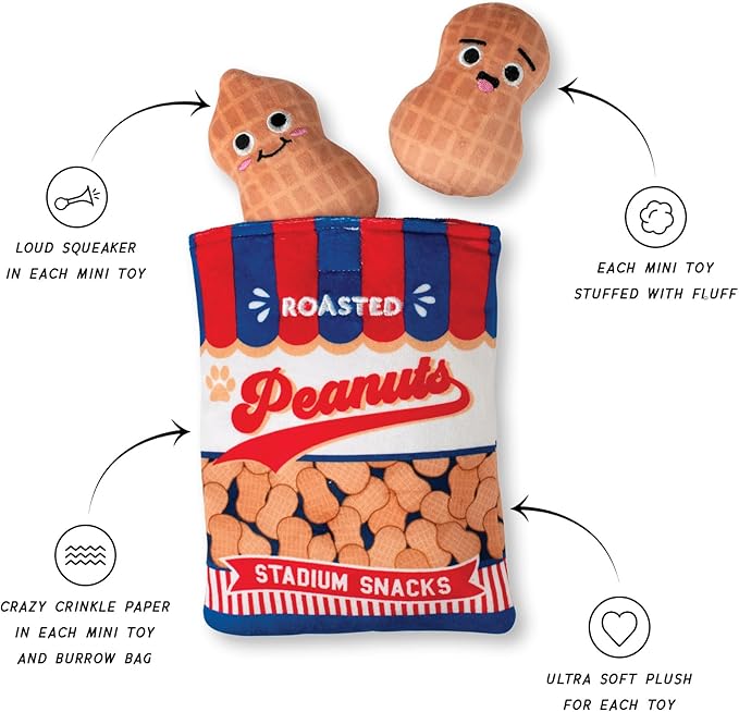 Fringe Studio Plush Dog Toy, Hide & Seek Burrow 3 Pieces Set, NUT-in BUT Fun, Pet Shop Collection (289243)