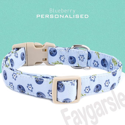 Faygarsle Blueberry Pattern Dog Collar for for Summer Small Medium Large Dogs Light Blue S