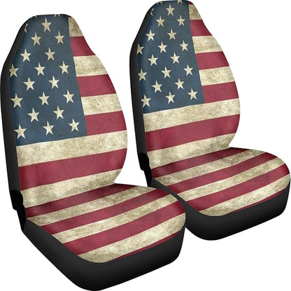 American Flag Printed Car Seat Covers Washable Seat Protector for Women Men Air Mesh Cloth Automotive Vehicle Seat Covers for Cars Interior for Cars, Sedans, Trucks, SUVs - Vintage Flags