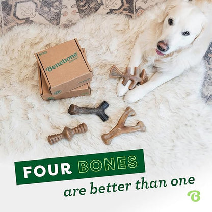 Benebone Large 4-Pack Dog Toys for Aggressive Chewers – Durable Dog Bones, Made in USA – Dog Toys for Large Dogs Under 90 lbs