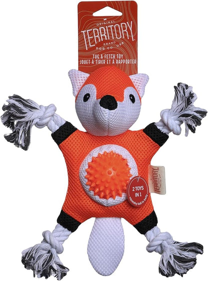 Territory 2 in 1 No Stuffing Removable Fetch Ball Tug Dog Toy for Small Medium Large Dogs, Fox