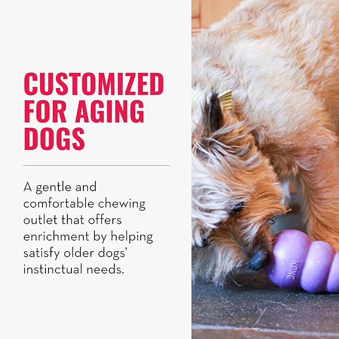 KONG Senior - Dog Toy with Gentle, Natural Rubber - Durable Dog Toy for Older Dogs - Use Treats with Stuffable Chew Toy - Treat Toy for Chewing & Fetching - for Medium Dogs (Pack of 2)