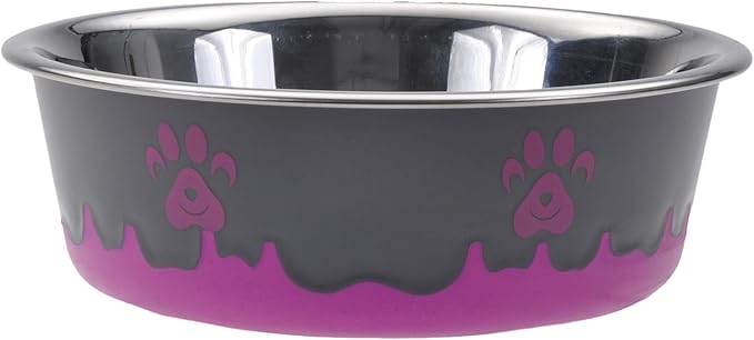 Bergan Maslow Design Series Non-Skid Paw Design Bowl, Pink 54 oz/6.75 Cup