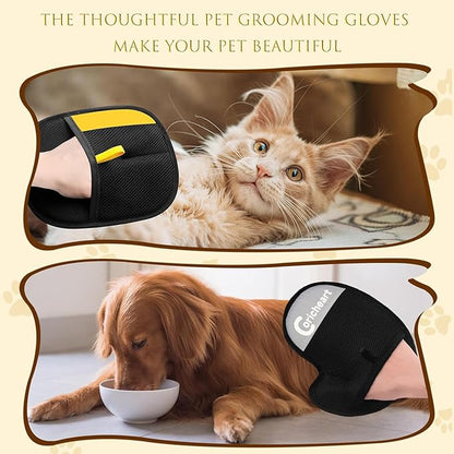 2 Pcs Pet Hair Removal Gloves Brush, Reusable Dog Cat Electrostatic Hair Remover Grooming Glove Tool