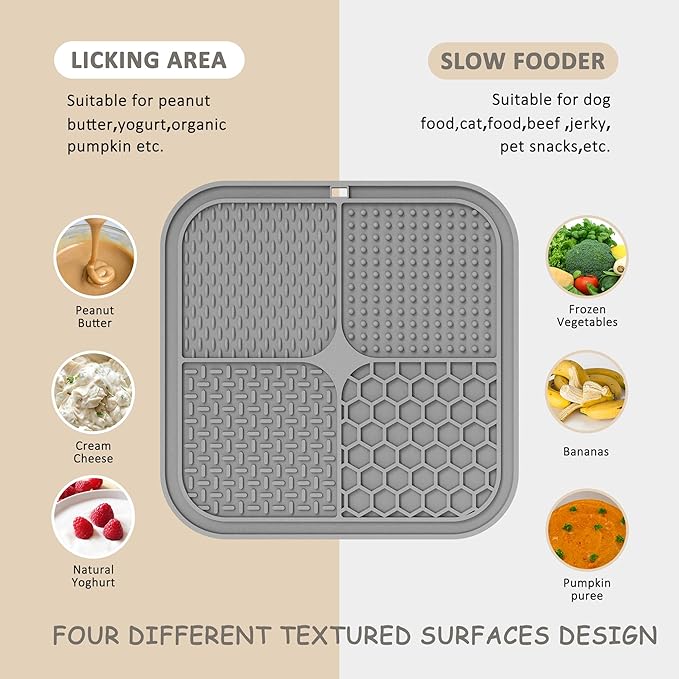 2 Pack Lick Mat for Dogs,Cats,Upgraded 8.5×8.5 inches Licking Mats with Suction Cups,Slow Feeder Licking Pad for Anxiety Relief and Boredom Reducer,Suitable for Dog Training Set 2